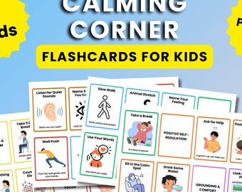 Calming Corner Flashcards Kids, Social Emotional Self Regulation, Printable Calm Down, Calming Learning Cards
