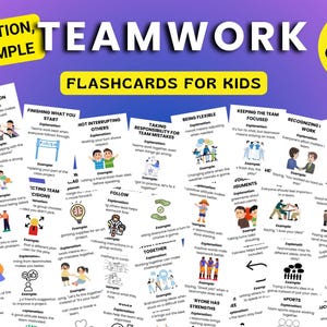 Teamwork Flashcards for Kids, SEL Learning for Social Skills, Cooperation & Communication, Educational Printable Cards