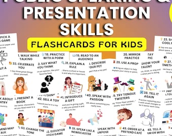 Public Speaking Flashcards for Kids, Presentation Skills Cards, Printable PDF