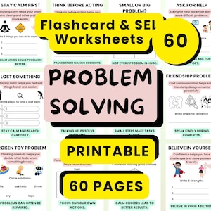 Problem Solving Skills Worksheets, Critical Thinking Activities, Decision Making Learning Printable Cards for Kids