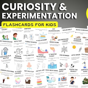 Curiosity & Experimentation Flashcards for Kids, Hands On STEM Learning Activities and Experiments, Educational Printable Cards