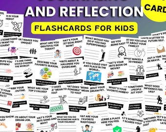 Reflection Journal Flashcards, Mindfulness Cards Activities  for Kids, Journaling Printable Reflection Journals