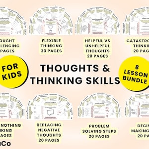 Thoughts & Thinking Skills Worksheets, Critical Thinking Activities, Problem Solving, Growth Mindset, Printable Flashcards
