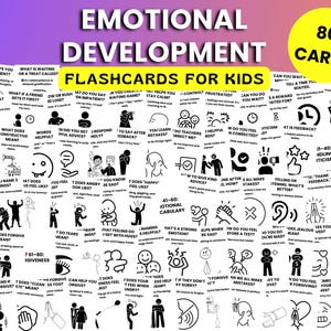 Emotional Development Flashcards for Kids, Managing Emotions Learning Self Regulation, Printable Cards, Instant Download