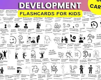Emotional Development Flashcards for Kids, Managing Emotions Learning Self Regulation, Printable Cards, Instant Download
