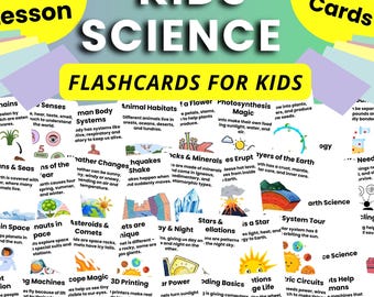 Science Flashcards for Kids, Physics Chemistry Biology Space Science, Learning Printable Earth Sciences Cards