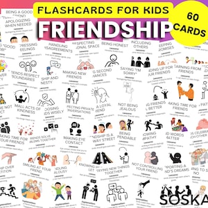Tarjetas de amistad para niños, actividades para aprender a regular las emociones, relaciones positivas, tarjetas imprimibles