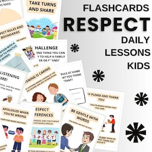 Respect Flashcards for Kids, Lessons Teaching Respect and Kindness, Printable Manners Learning Cards