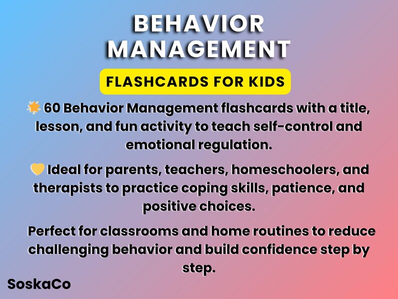 Behavior Management Tools, Flashcards for Kids, Emotional Regulation ...
