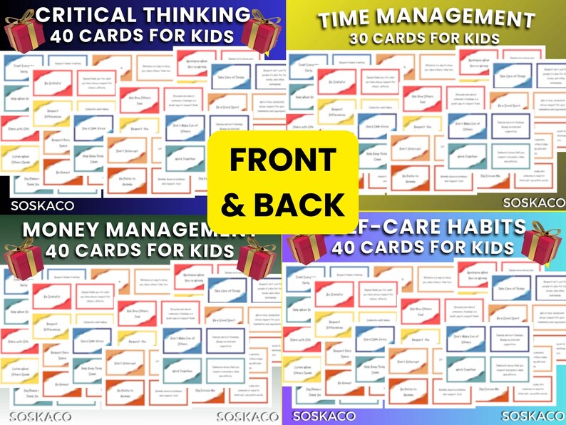Life Skills, Kids Flashcards Printable, Time Management, Money & Self ...