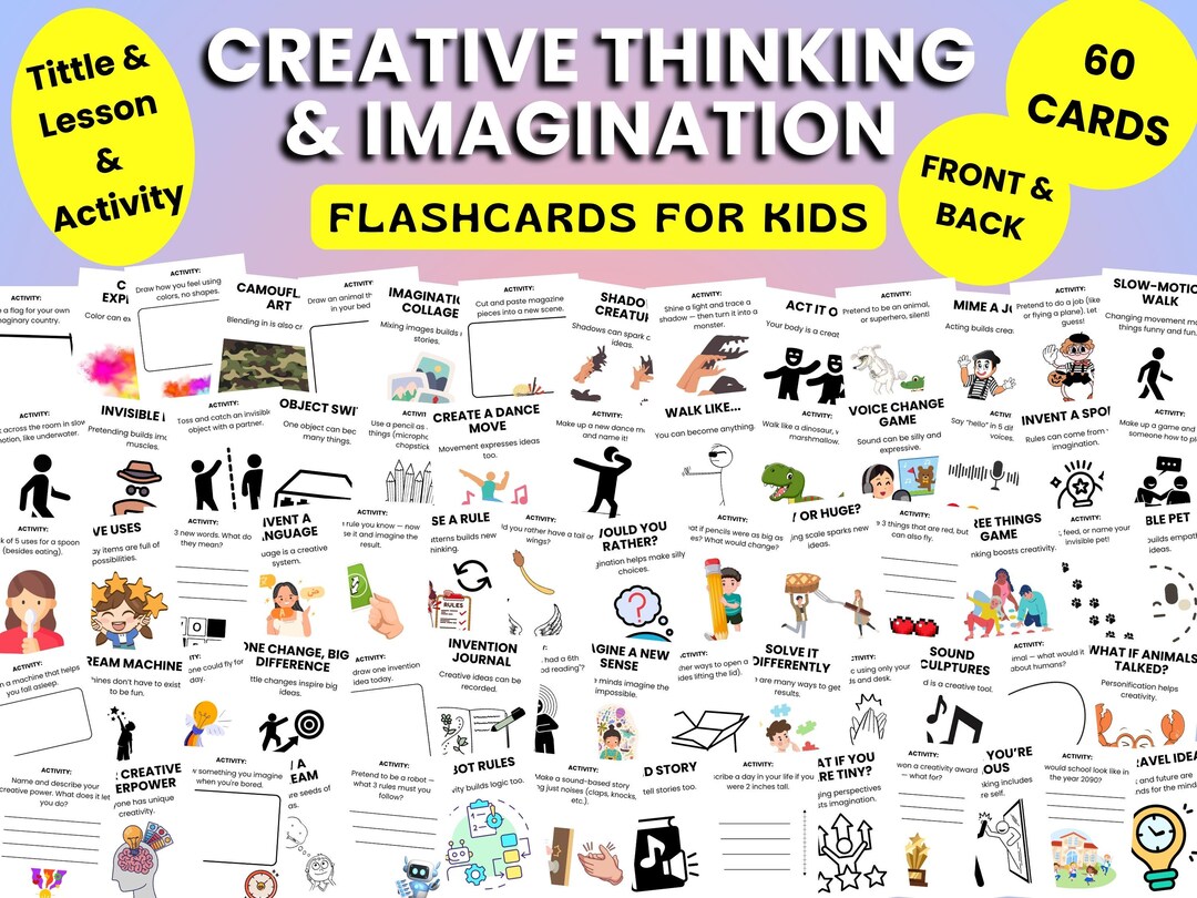 Creative Thinking and Imagination Flashcards for Kids, Activities ...