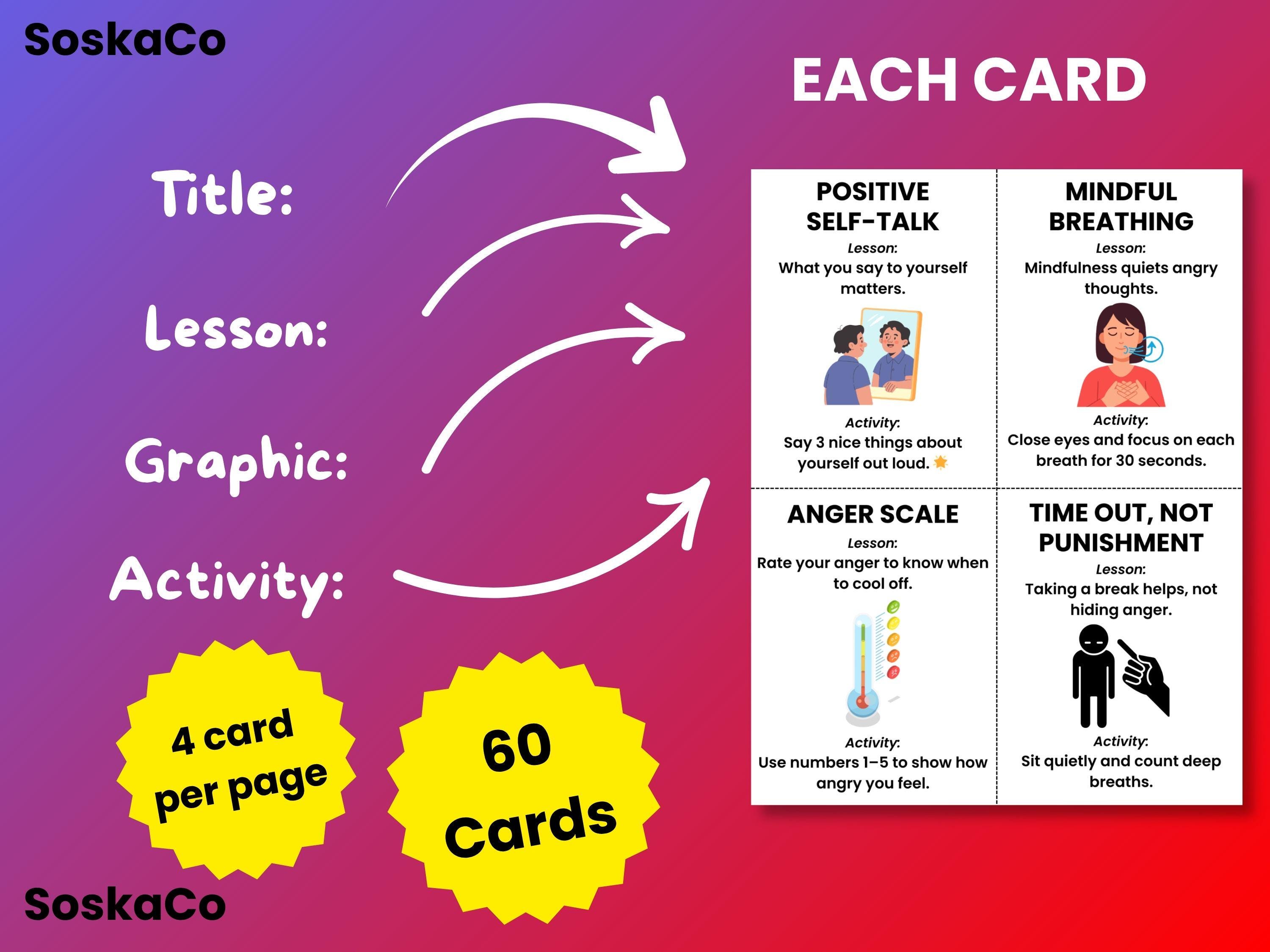Anger Management Flashcards for Kids, Emotional Regulation Activities ...