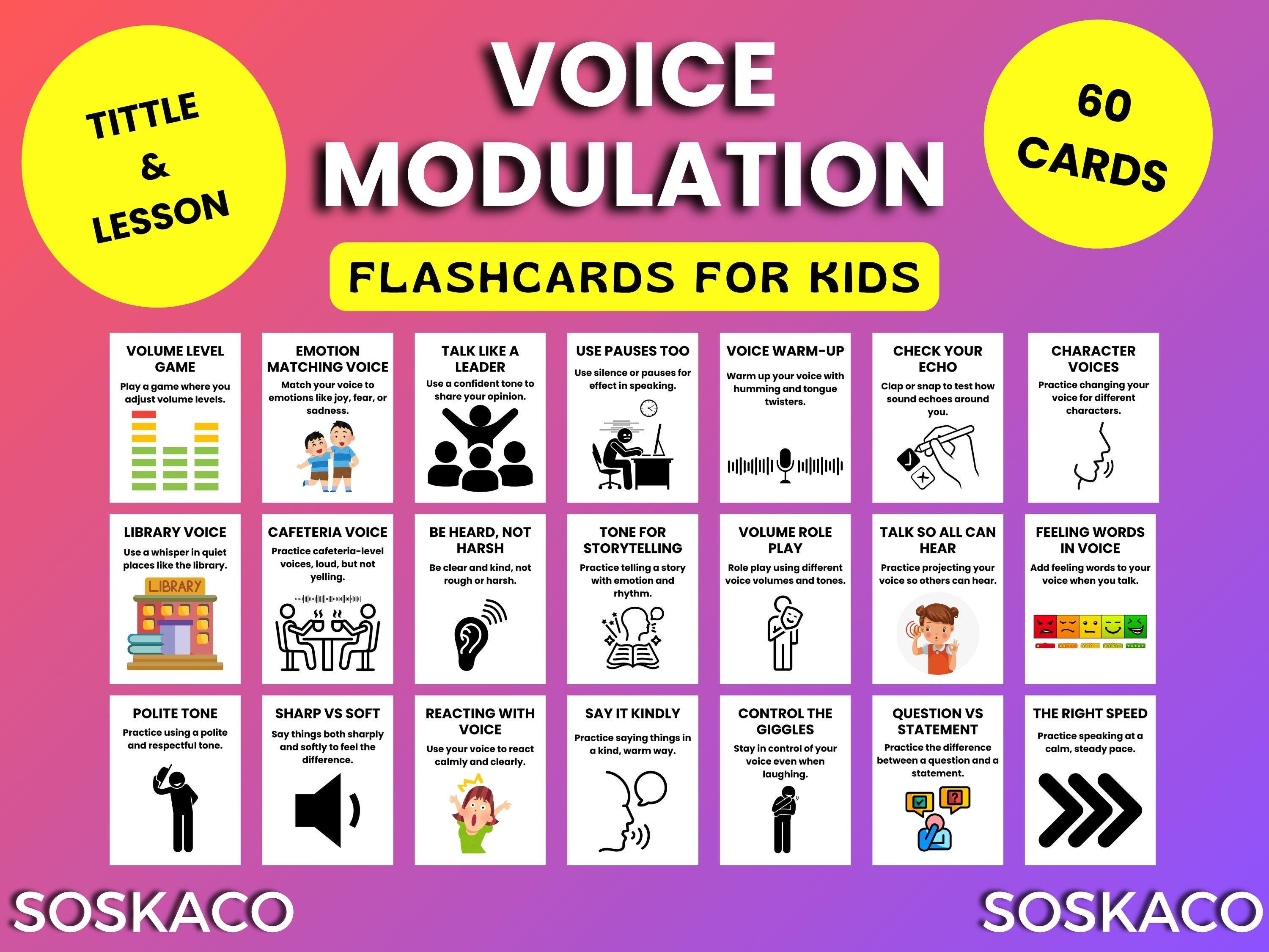 Voice Modulation Flashcards for Kids, Speech Sounds Visuals Tone ...