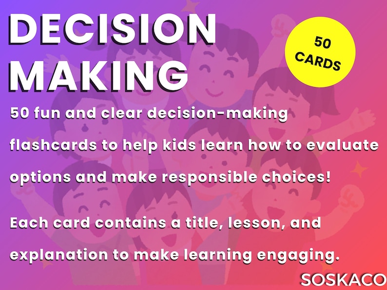 Decision Making Flashcards for Kids, Critical Thinking Problem Solving ...