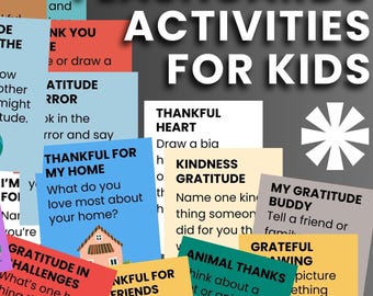 Gratitude Flashcards for Kids, Affirmation Cards Thankfulness Activities, Printable PDF, Instant Download