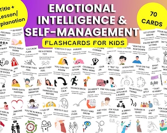 Emotional Intelligence Flashcards for Kids, Printable Self Management Emotional Regulation, Coping Skills Card