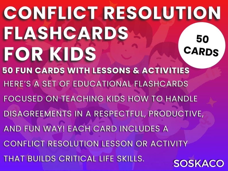 Conflict Resolution Flashcards for Kids, Problem Solving Worksheets ...