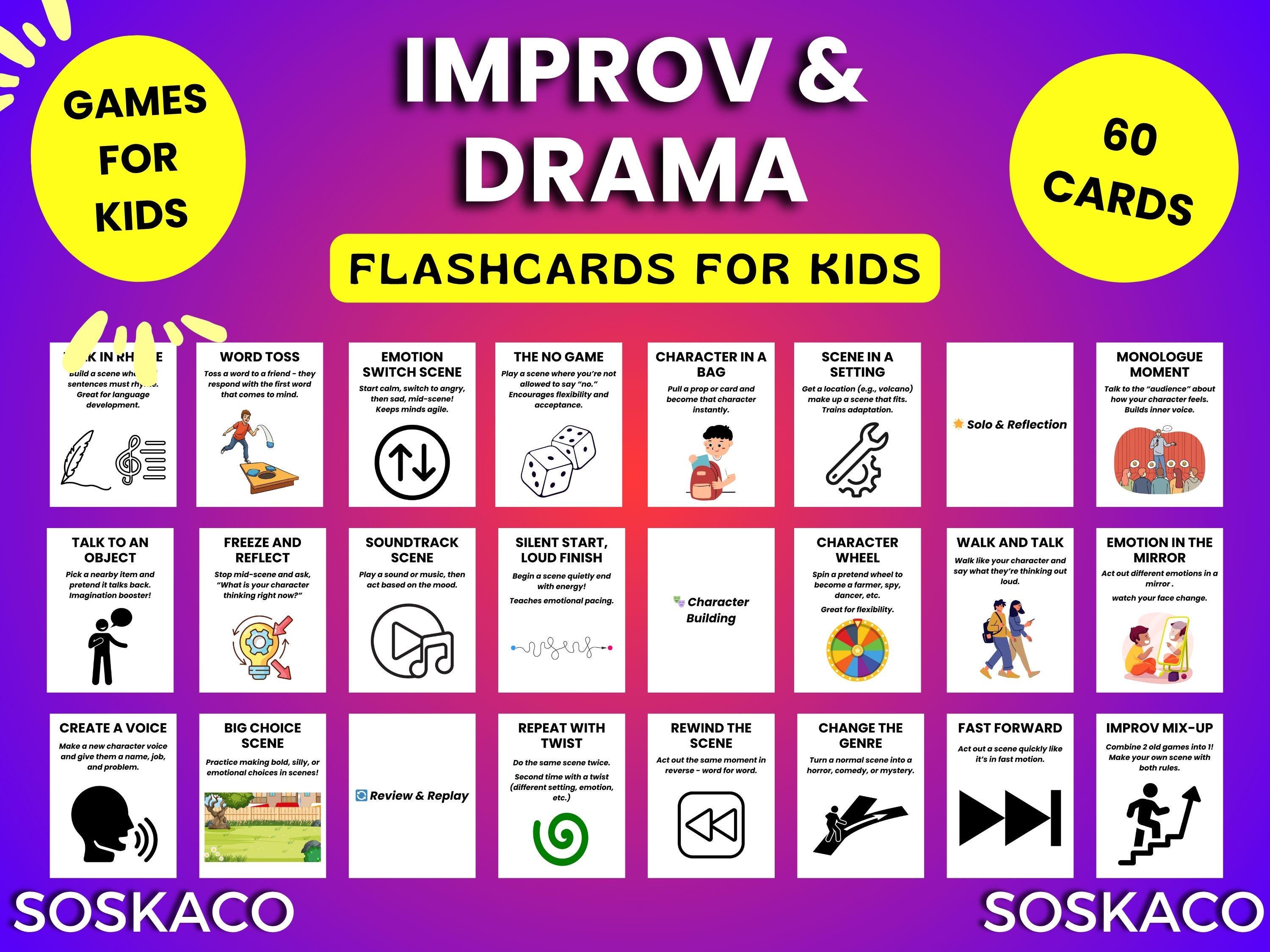 Improv and Drama Flashcards for Kids, Speaking and Acting, Thinking ...