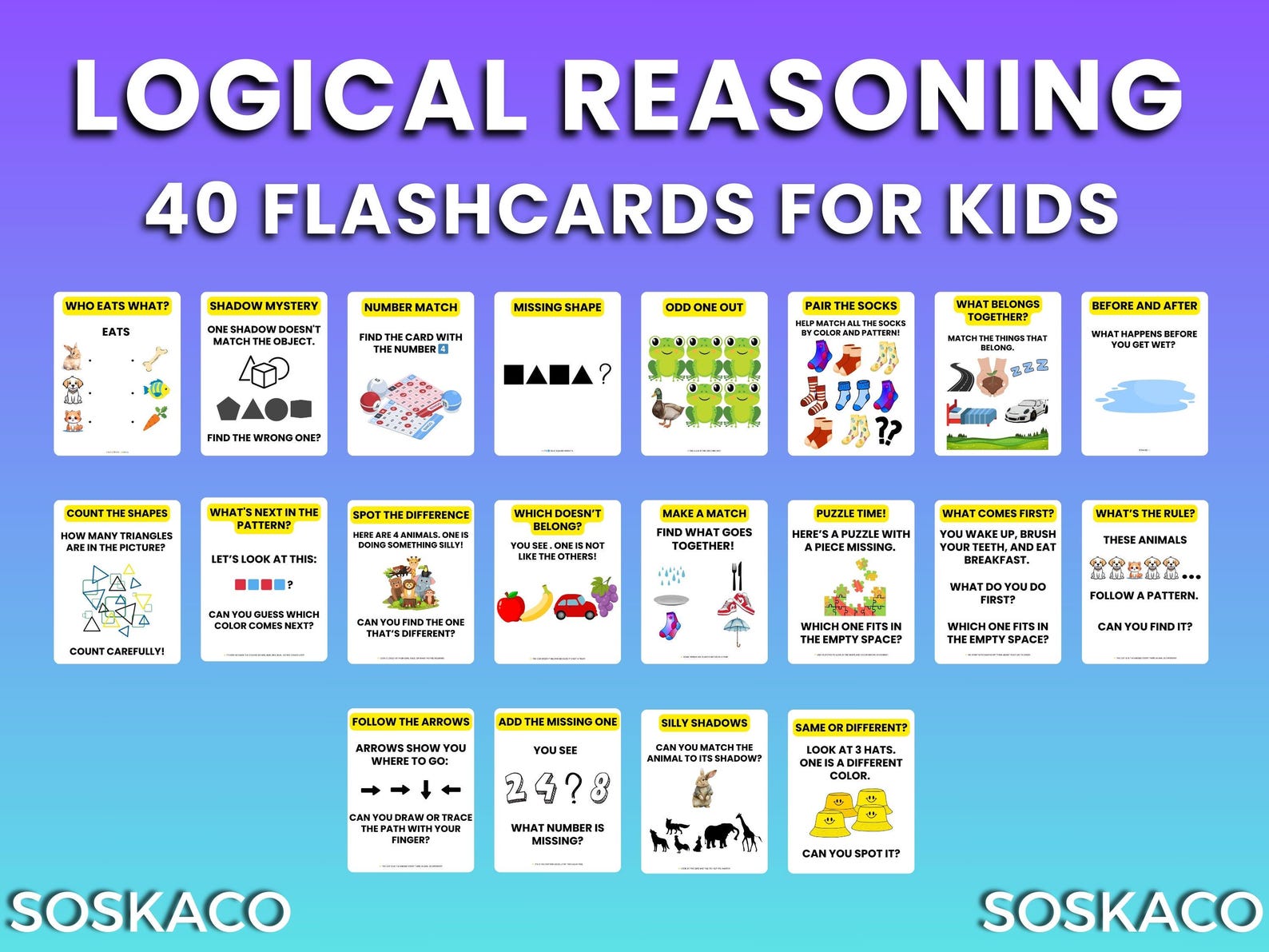 Reasoning Card Logical Reasoning Flashcards, Educational Logical Game for Kids, PDF ...