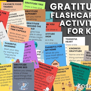 Gratitude Cards for Kids, Teach Thankfulness, Build Mindfulness, Foster Emotional Growth, Positive Affirmations, Educational Printable Cards