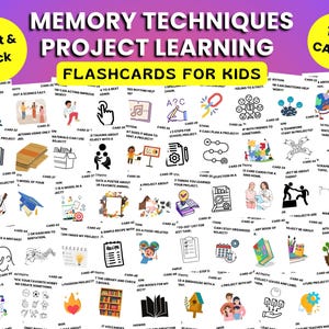 Afdrukbare geheugenkaarten, Flashcards voor projecten leren voor kinderen, educatieve kaarten voor thuisonderwijs, directe pdf-download