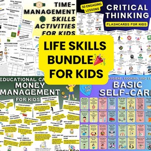 Competenze di vita per bambini, gestione del tempo, denaro, pensiero critico e cura di sé, PDF stampabile educativo e divertente