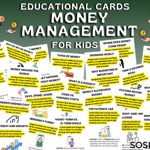 Money Management Flashcards for Kids Ages 6-12, Budgeting, Saving, Financial Literacy Activities, Printable Educational Cards PDF