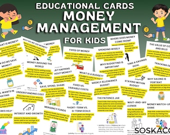 Money Management Flashcards for Kids, Budgeting & Finance, Financial Abundance, Printable Learning Cards PDF