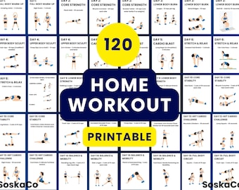 Home Workout Printable , Body Fitness Planner Tracker, Workout Plan, Weight Loss PDF Flash Cards