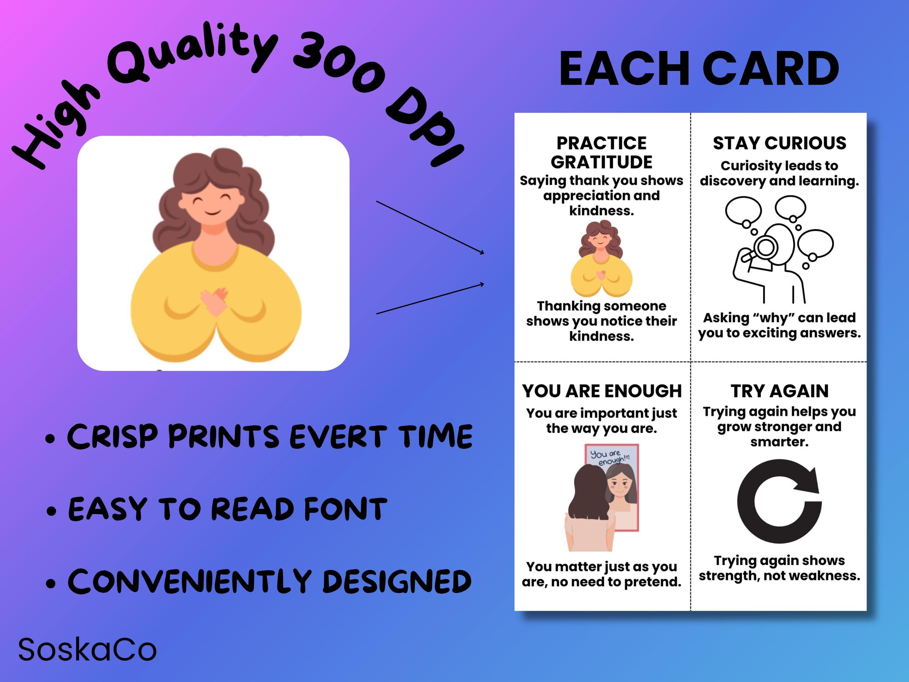 Life Lessons Flashcards for Kids, Emotional Regulation Flash Cards ...