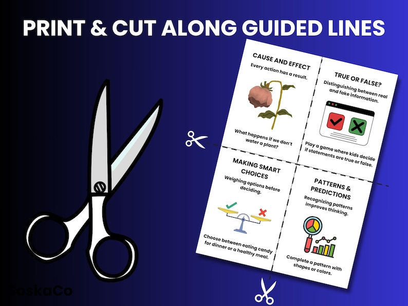 Critical Thinking Flashcards for Kids, Printable Learning Decision Making Skills, Educational Cards image 7