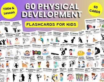 Physical Development Flashcards for Kids, Physical Therapy, Body Signals, Movement Cards Printable PDF