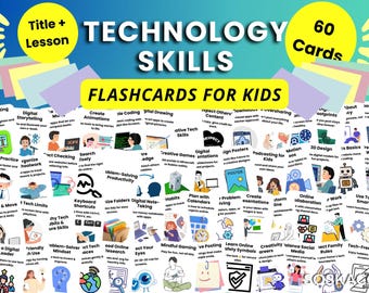 Technology Skills Flashcards for Kids, Technology Visual Learning, Printable Technologist Flashcard Set, Digital Literacy