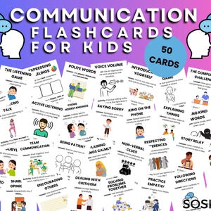 Tarjetas didácticas de habilidades comunicativas para niños, actividades interactivas para desarrollar la confianza y las habilidades sociales, PDF sobre desarrollo infantil digital