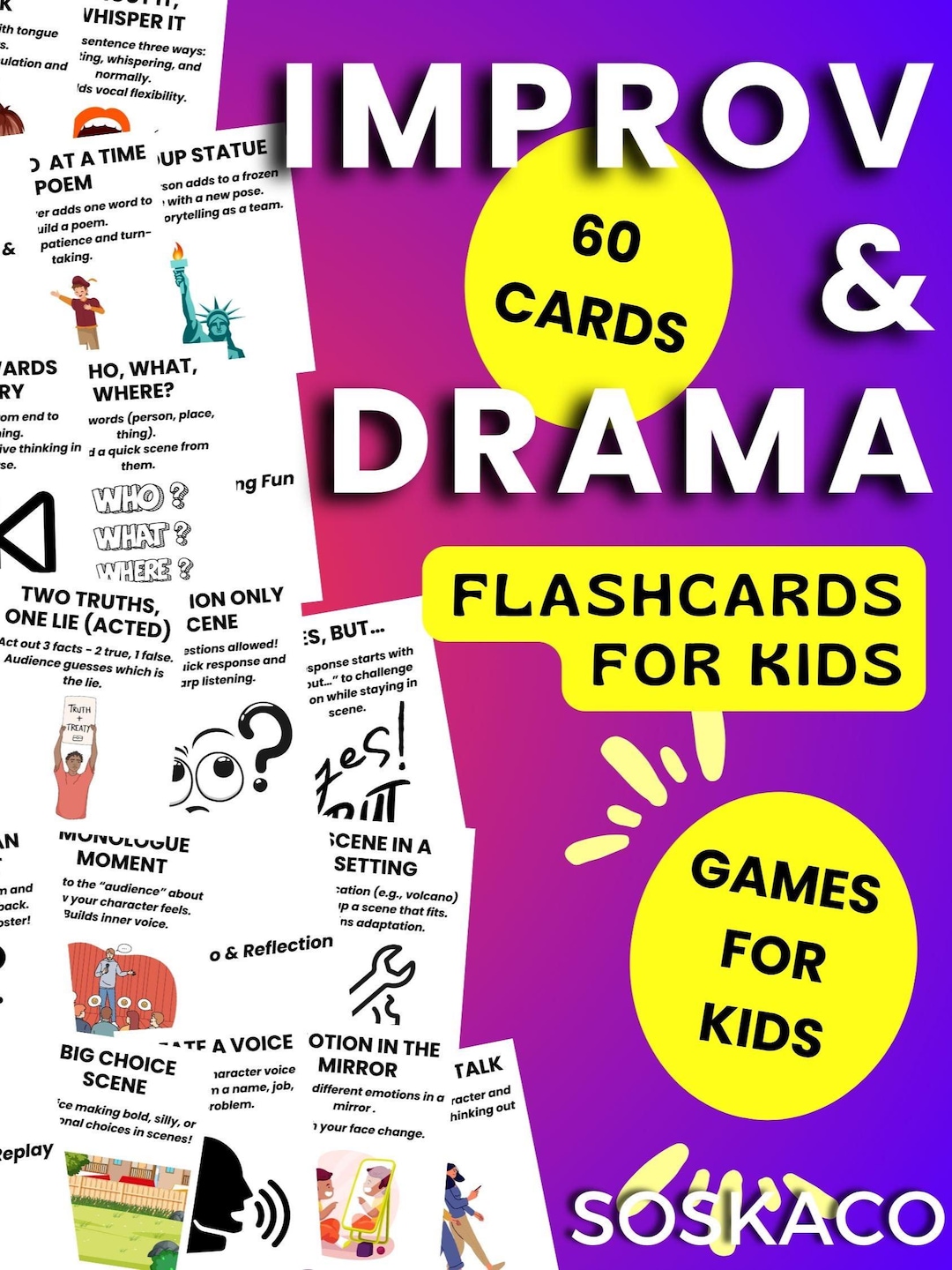 Improv and Drama Flashcards for Kids, Speaking and Acting, Thinking ...
