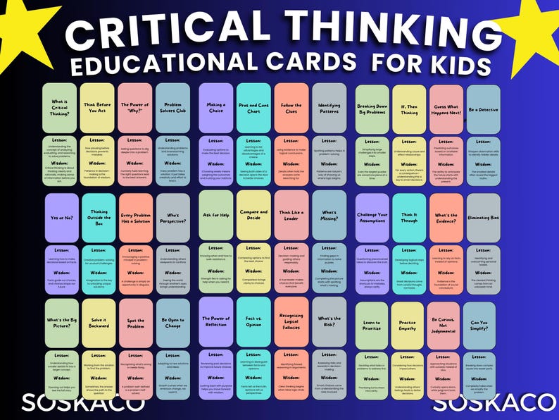 Critical thinking flashcards for kids to improve problem-solving