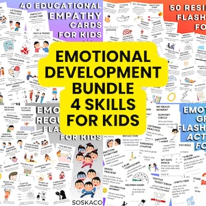 Karteikarten zur emotionalen Entwicklung für Kinder, soziale Fähigkeiten und Belastbarkeit, Lernen zum Ausdrucken, PDF, Sofortdownload