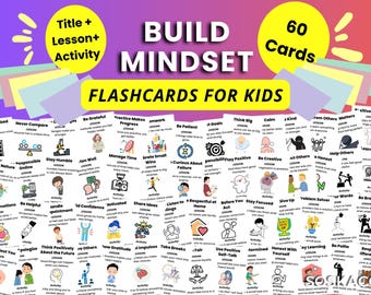 Build Mindset Flashcards for Kids, Positive Affirmation, Growth Mindset Activities, Printable PDF Learning Cards