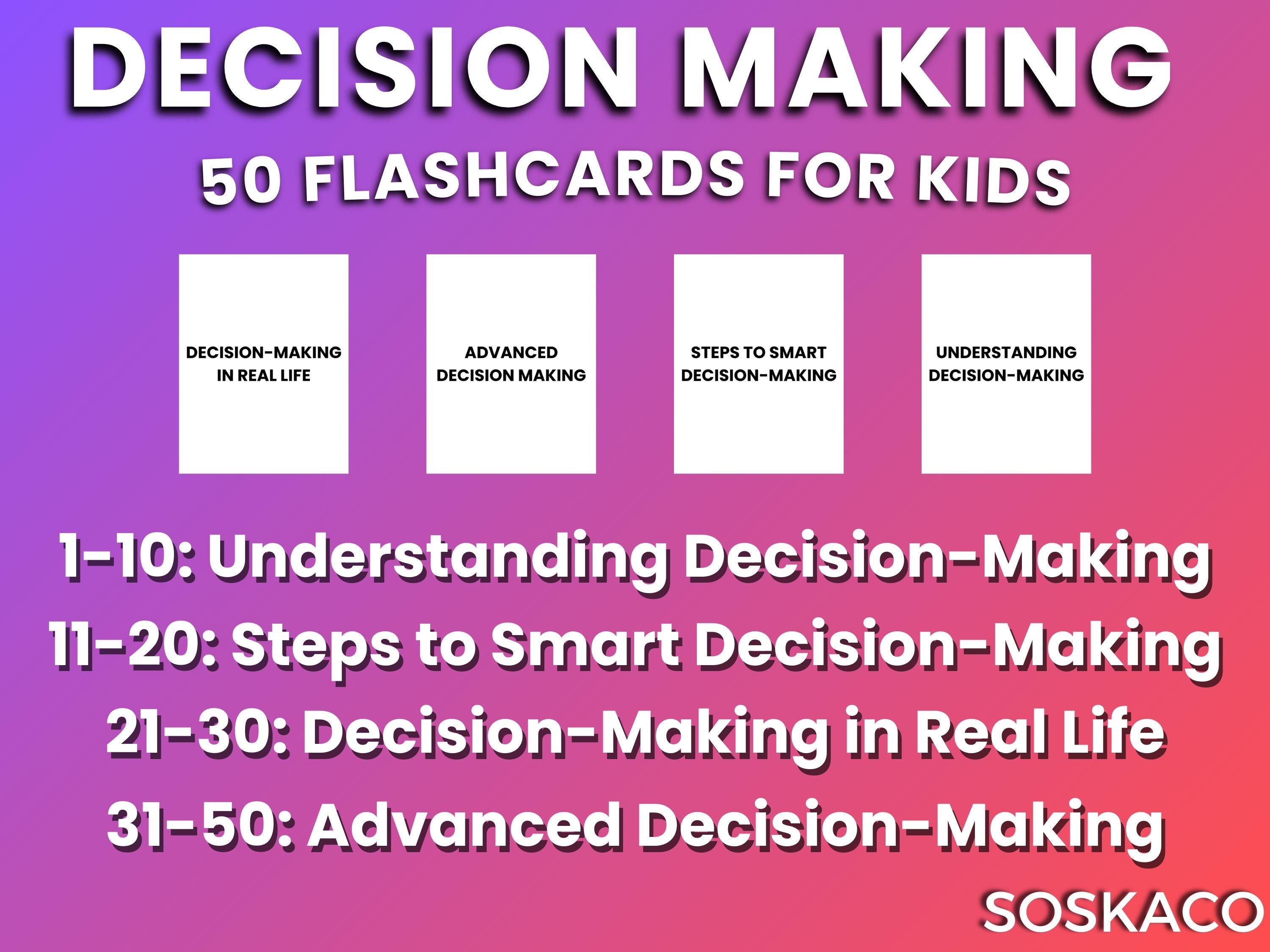 Decision Making Flashcards for Kids, Critical Thinking Problem Solving ...