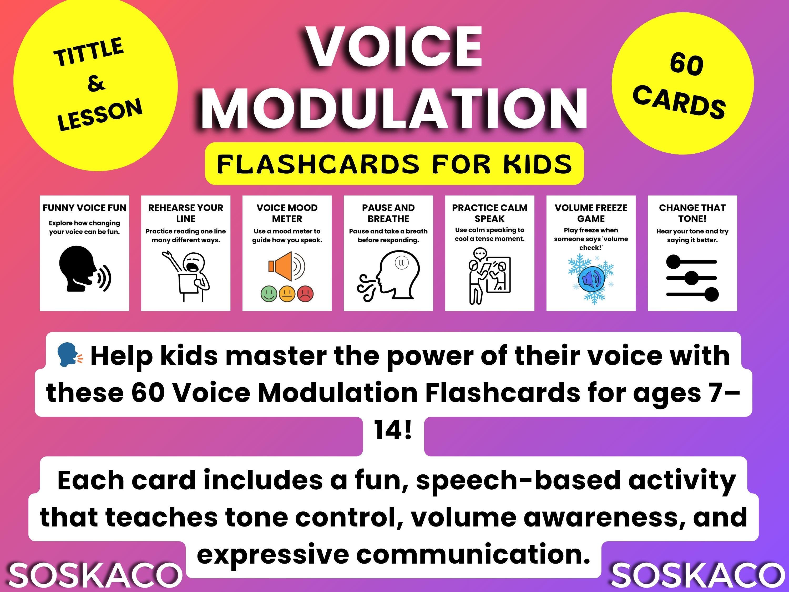 Voice Modulation Flashcards for Kids, Speech Sounds Visuals Tone ...