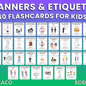 Interactive table manners flashcards for children—helping kids learn proper dining etiquette, napkin use, and polite eating habits in a simple way