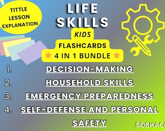 Tarjetas didácticas de habilidades para la vida para niños, toma de decisiones, seguridad, imprimibles