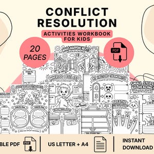Conflict Resolution Workbook for Kids, Social Skills Worksheets, Problem Solving, SEL Printable Activities