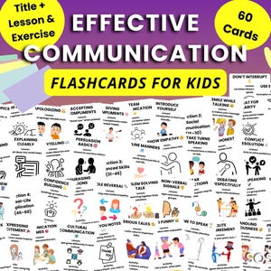 Effective Communication Flashcards for Kids, Fun Learning Cards for Confidence, Listening & Social Skills, Practice Cards for Learning