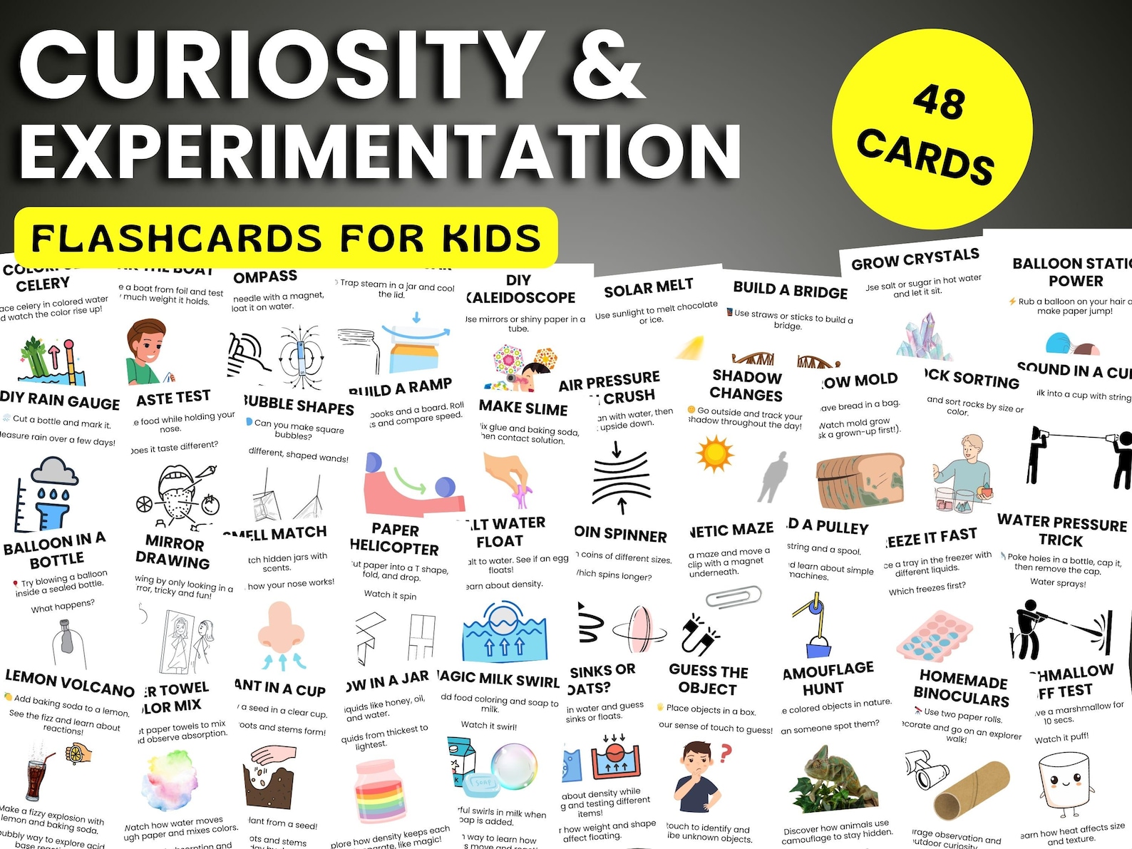 Curiosity and Experimentation Flashcards for Kids, Printable ...