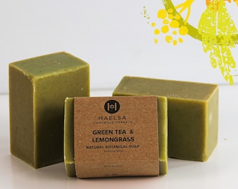 Green Tea & Lemongrass Handmade Natural Vegan Soap/Artisan/Eco/Plastic-Free