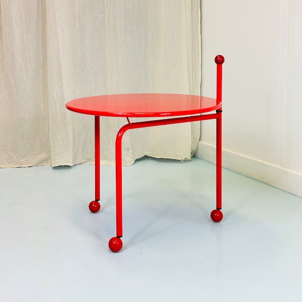 Vintage '86 IKEA – Tord Björklund - Rode opklapbare salon- / bijzettafel