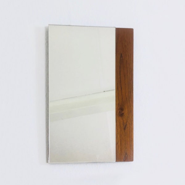 Vintage Mitte Jahrhundert dänischen Design Spiegel - Teak Furnier