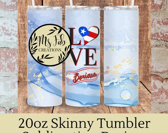 Puerto Rico sublimation design, Boricua tumbler wrap, puerto rico flag tumbler png, 20 oz Tumbler Wrap, Skinny Tumbler PNG, Puerto Rico PNG