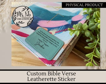 Engraved Bible Verse, Custom Leatherette, Personalized Bible,Christian Gift, Bible Verse Sticker, Engraved Patch, Christian, Engraved Bible